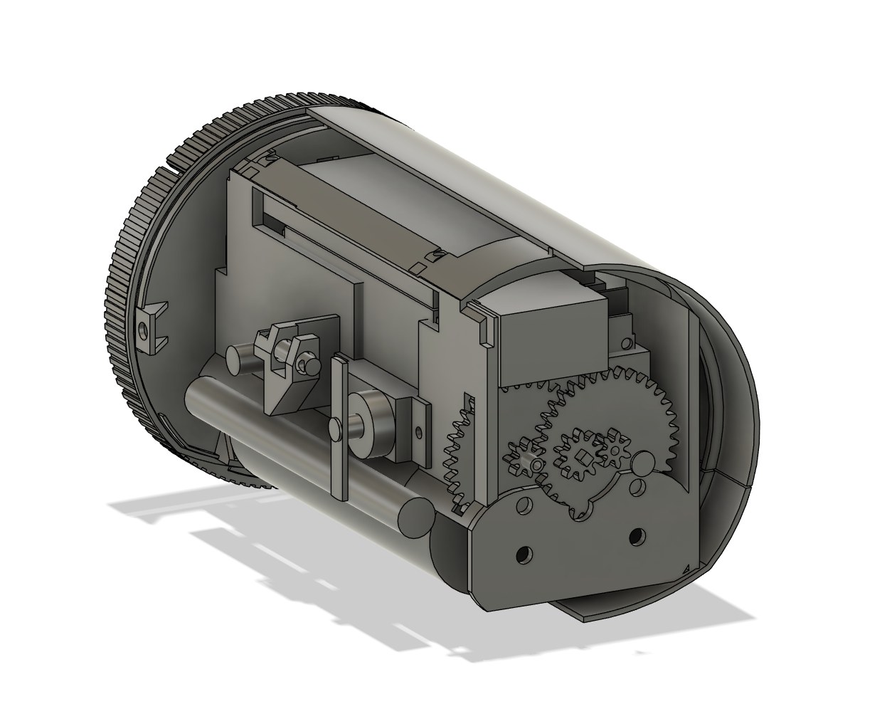 CAD view of the CanSat internals showing the gearbox