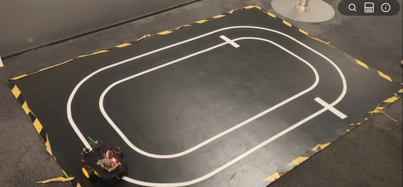 The robot following a line around a track
